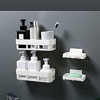 petrickenterprise Plastic Kitchen Hanging Shelf Storage Rack Self Adhesive Rectangular Box Waterproof Kitchen Bathroom Shelves and Soap Stand Holder Organizer(2 SELF + 2 SOAP) (B0BVQRJ4SZ) Amazon Price History, Amazon Price Tracker