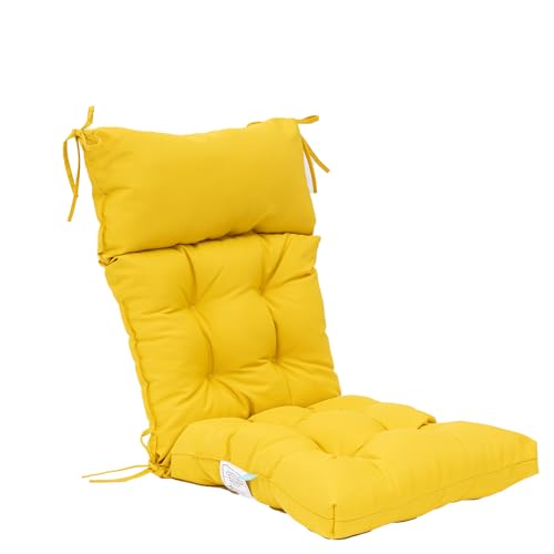 Image of QILLOWAY Outdoor Rocking Chair Cushions Set of 2, 100% Polyester Waterproof Patio Rocking Chair Cushion, High Back Weatherproof Chair Pad for Adirondack & Outdoor Furniture, Yellow