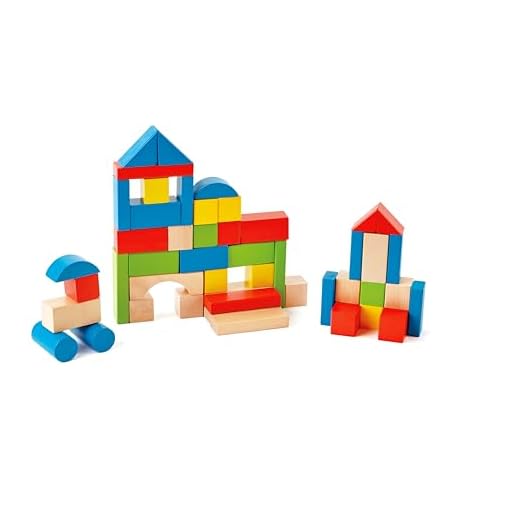 Hape Bunte Holzbausteine für Kinder von Hape | Holzbausteine-Set zum Stapeln Lernspielzeug für Kleinkinder, 50 leuchtend bunte Holzbausteine in unterschiedlichen Formen und Größen