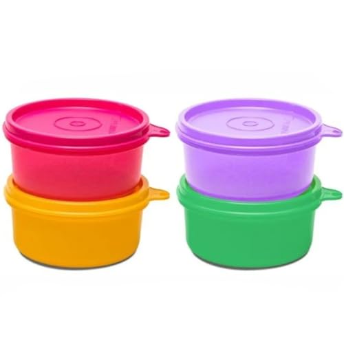 Tupperware Set van 4 tropische morsbestendige kunststof kommen, meerkleurig, 210 ml