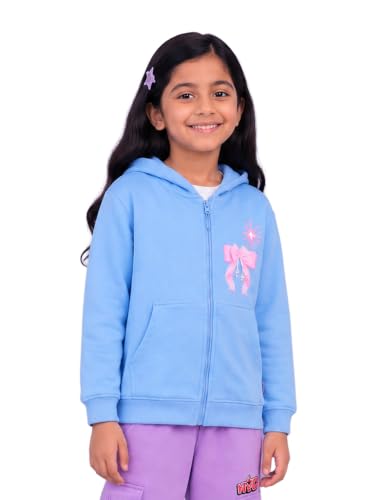 Image of Unisex Kids Solid Full Sleeve Zip Front Open Hooded Sweatshirt