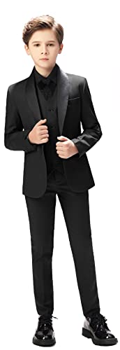 Yavakoor Boys Black Suits Size 12,Kids Formal Tuxedo for Wedding Outfits