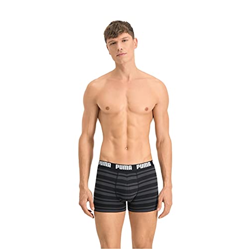 PUMA EVERYDAY STRIPED BOXERS 2P, Biancheria Intima Uomo, Black Brown Stripes, M