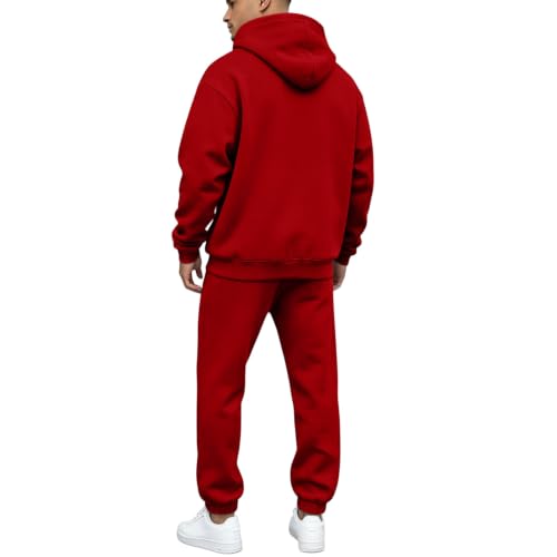 Sweat Set for Men Baggy Hoodies Fleece Sweatpants Joggers 2 Piece Sets - image 6