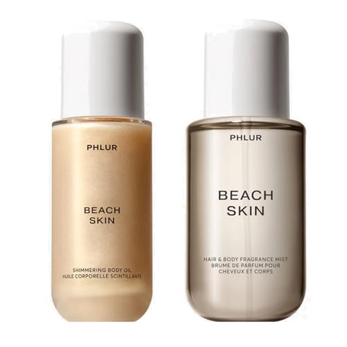 Image of PHLUR Beach Skin Body Mist (8 Fl Oz) and Shimmering Body Oil (4 Fl Oz) - Coconut, Sandalwood and Vanilla Scented