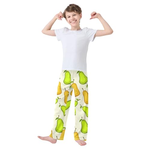 J JOYSAY Cartoon Pear Fruit Beige Pajamas Pants Soft Long Pajama Bottoms Lounge Sleep Pants Size S-XL3