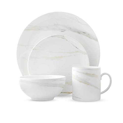 Wedgwood Vera Wang Venato Imperial - Juego de 4 piezas, cerámica, Blanco