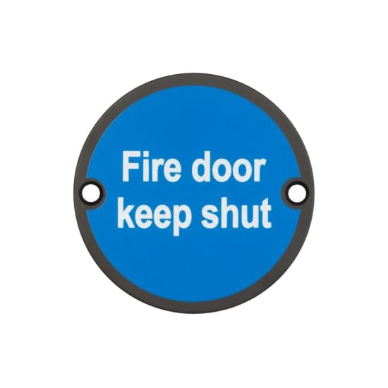 Kooples Hardware Stainless Steel "Fire Door Keep Shut" Sign – Brushed Steel Safety Notice Plate for Commercial & Public Buildings – Engraved Fire Safety Door Marker (Black)