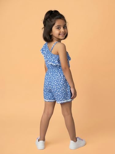 Image of Nautinati Girls Single-Strap Printed Jumpsuit with Assymetric Neckline | Age 2-10 Years