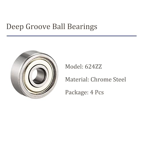 Kozelo 4 Stück 624ZZ Rillenkugellager - [4mm x 13mm x 5mm] Kugellager aus Kohlenstoffstahl für Motoren, Maschinenwerkzeuge, Getriebe, doppelt abgeschirmt