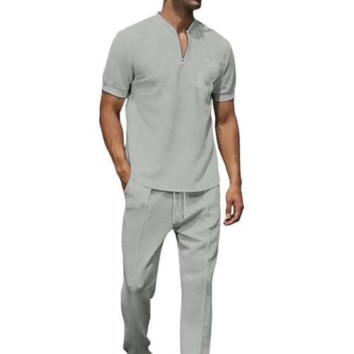 Ensemble homme deux pièces contre la chaleur : chemise et jogging légers gris L