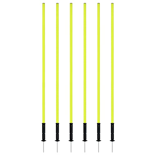VA-Cerulean Slalomstangen,6er-Set 150cm Federbelastete Traingsstangen mit Stahlspitzen und Tragetasche,Fußball Agility Training für Kinder Erwachsene Hunde,Koordinationstraining(Gelb)