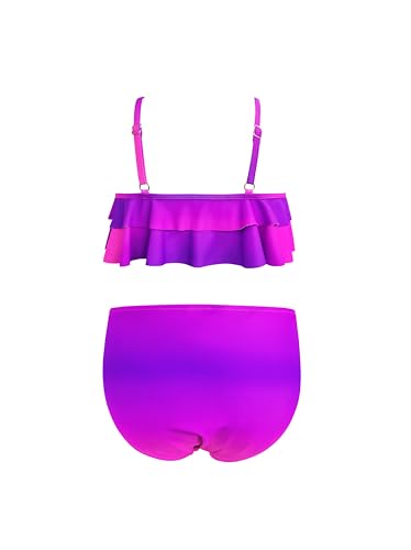 Image of SHEKINI Girls Floral Print Bathing Suits Ruffle Flounce Two Piece Swimsuits