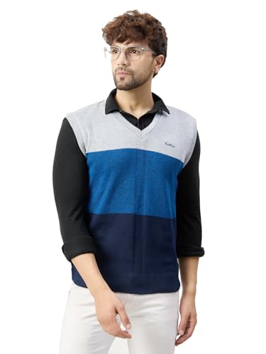 Image of Kvetoo V Neck Sleeveless Winter Wool Sweater for Men