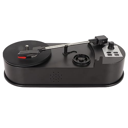 Tocadiscos convertidor de música con doble velocidad de 33 y 45 RPM en ABS negro