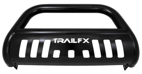 TrailFX B0029B Bull Bar Fits Chevrolet Colorado 2015-2022 Tubular 3 Inch Black Powder Coated Steel, with Skid Plate, Holes for Optional Lighting