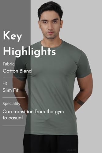 Image of Men's Crew Neck Slim Fit Gym Sports T-Shirt
