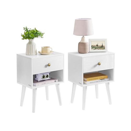 VASAGLE Tables de Chevet, Tables Basses avec Tiroir et Compartiment Ouvert, Pieds en Bois, pour...