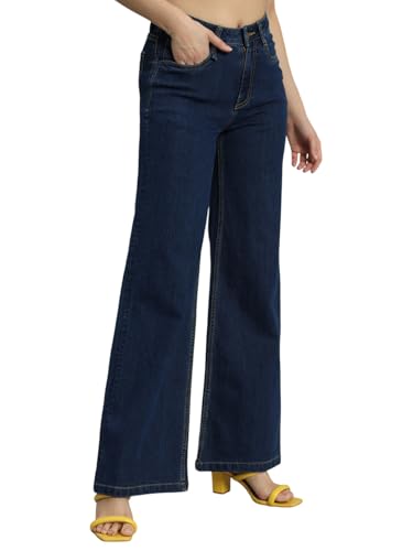 Image of Amazon Brand - INKAST Women High Rise Wide Leg Full Length Cotton Poly Lycra Jeans | Casual Denim Wear
