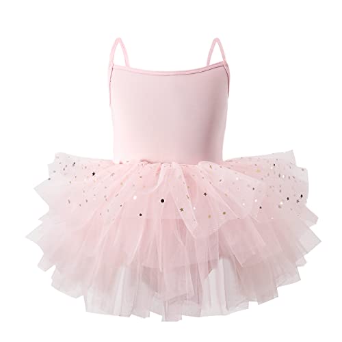 Toddler Girls Tutu Dresses Strap Shiny Tulle Ballet Leotard Ballerina Outfits for Dance (Ballet Pink) 2-4T