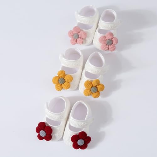 Baby Girls Floral Headband and Nonslip Walking Shoes Floor Shoes with Flower Hairband Set for Delicate Skin3