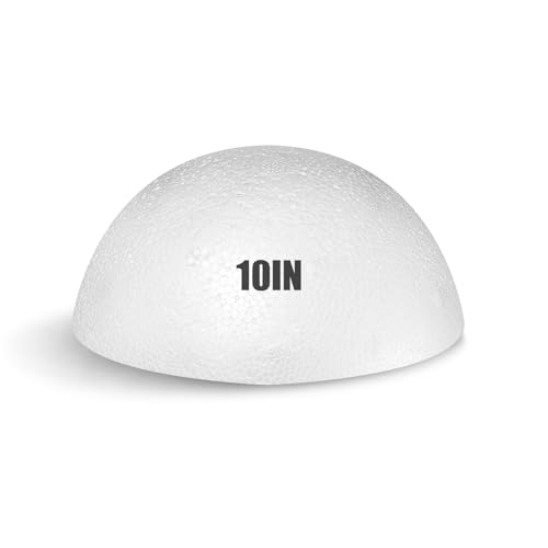 Styrofoam Half Balls 10 Inch 1PC Large White Half Foam Balls for Crafts DIY Craft Giant Foam Balls for Home and School Smooth Solid Round Balls (Half styrofoam-10in-1pc)