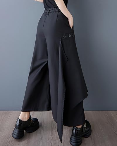 ellazhu Women's Pants High Waisted Cargo Plus Size Work Casual Outfits Button Flow Hem GZ4534