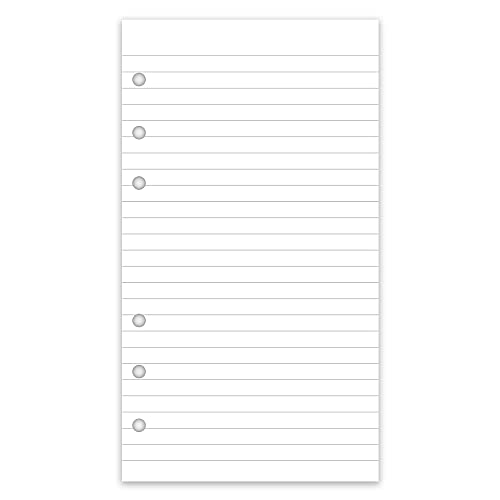 A6 Lined Refill Paper, 100 Sheets/200 Pages Loose Leaf Paper For Filofax Person Binders, 6 Holes Punched, 100Gsm Ruled White Filler Paper, 3.75'' X 6.75'' #TOP5