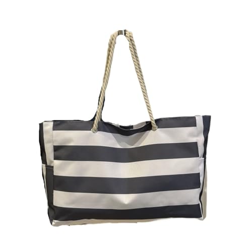 Sac de plage rayé étanche avec fermeture éclair de sécurité