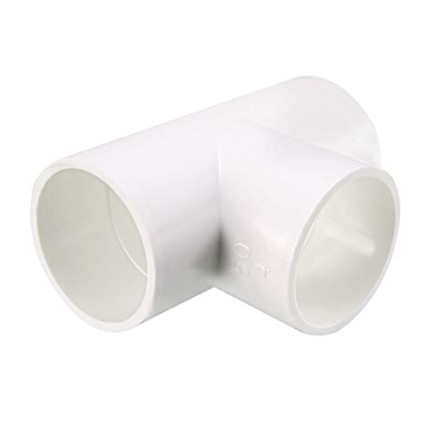 sourcing map 50mm Slip Tee PVC Pipe Fitting T-Shaped Coupling Connector 2 Pcs