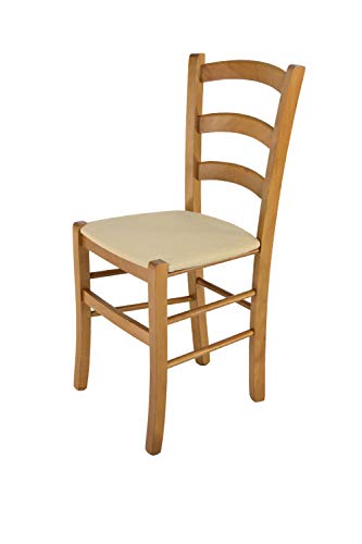 t m c s Tommychairs - Silla Venice para Cocina y Comedor, Estructura en Madera de Haya Color Roble y Asiento tapizado en Tejido Color cáñamo
