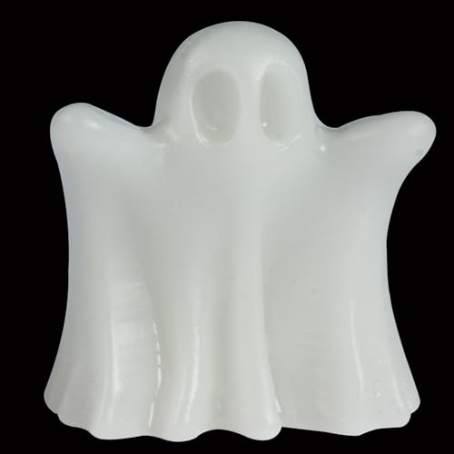 QLRSUXN White Jade Crystal Ghost, 1.8in Ghost Decor, Cute Natural Crystal Ghost Statue,Halloween Figurines Hand-Carved, Spooky and Decoration for Halloween Home Office Mantel Decor