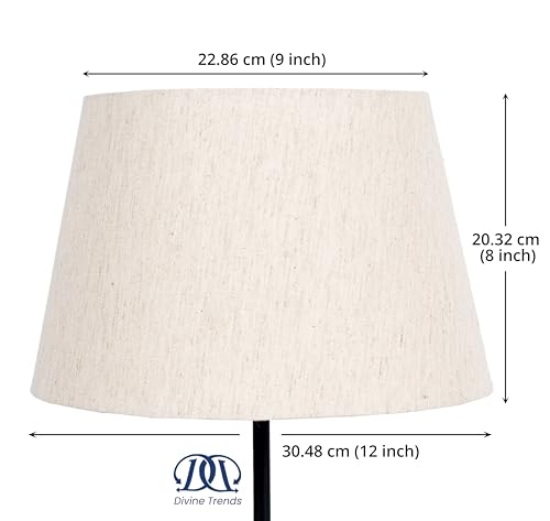 Image of Divine Trends Cotton Off White Tapered Lamp Shade 12 inch Inches Bottom Diameter Compatible with E27 & E14 Holders (Pack of 1)
