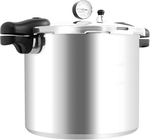 23Qt Explosion-Proof Canning Pressure Cooker, Heavy-Duty Commercial Manual Pressure Cooking, Rice and More, Compatible with Gas Stove and Induction Cooktops