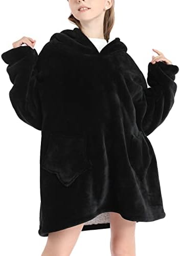 EYITUPC Warm Sherpa Blanket Hoodie Kids, 3D Hooded Blanket Sweatshirt Hoodie Oversized, Soft Cute Wearable Blanket for Girls, Boys (7-15 yr)