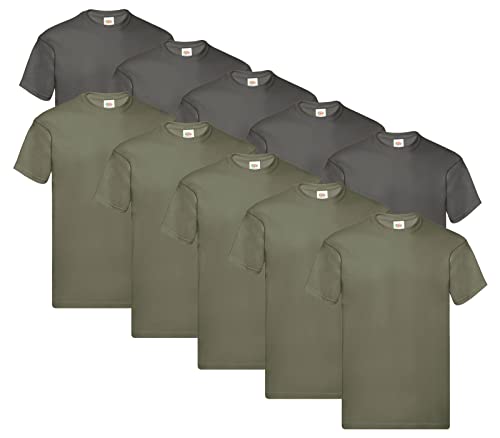T-shirt Fruit of the Loom lot de 10 originaux XL homme avec manches courtes et col rond