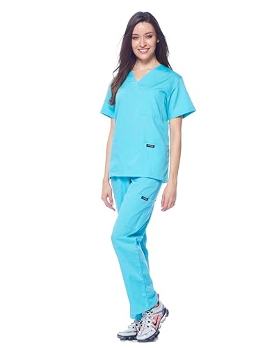 Image of Dagacci Scrubs Medical Uniform Women and Man Scrubs Set Medical Scrubs Top and Pants