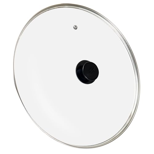 Image of 13 Inch Glass Frying Pans Lid,Clear Tempered Glass Pan Cover Fits for Cast Iron Skillet,Pots and Wok,Ceramic Skillet and Pans