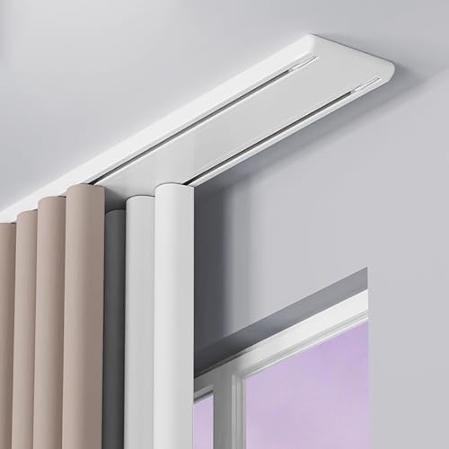 Heavy Duty Aluminum Curtain Track - Ceiling Mount for 10-16 Ft Double Room Divider, Ideal for Large Living Room & Bedroom, 23ft (7m) White Rod Solution
