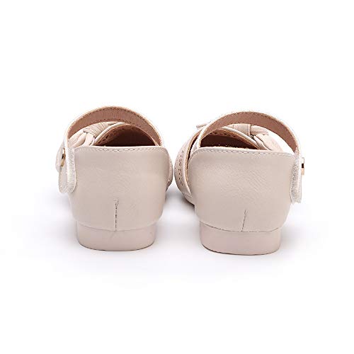 Peggy Piggy Toddler Girls Soft Genuine Leather Flower Bow Mary Jane Dress Shoes(20302-Beg-22) Beige thumb #3