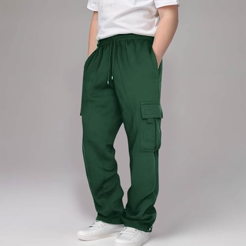 Boys Fleece Cargo Joggers Casual Baggy Wide Leg Sweatpants Comfy Warm Fall Winter Sweat Pants Fashion School Trousers2