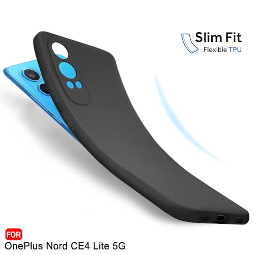Image of TheGiftKart Sleek Back Cover Case for OnePlus Nord CE 4 Lite 5G | Slim Fit Protective Design | Ultra Matte Finish | Camera Protection Bump | Soft Back Case for OnePlus Nord CE4 Lite (Silicone, Black)