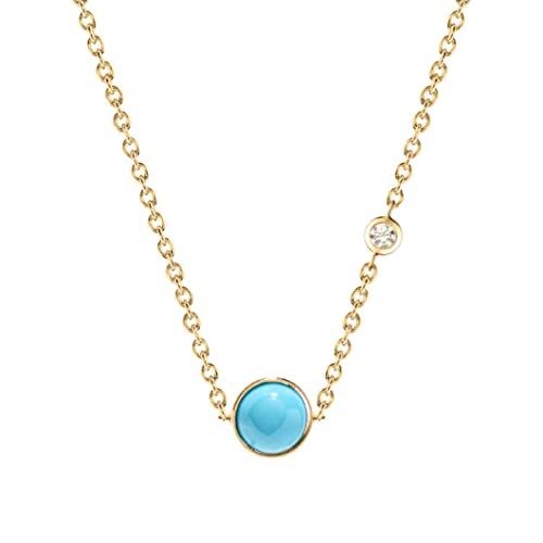 Image of MINUTIAE Blue Stone & Austrian Cubic Zirconia Diamond Necklace Charm Chain For Women And Girls With Extendable Chain