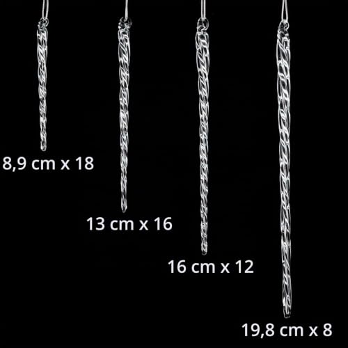 Klar Glas Eiszapfen 3,5-7,8 Zoll Twisted Klar Glas Eiszapfen Weihnachten Ornament Eiszapfen Dekorationen Hängend (54 Stücke) – Ansicht 2