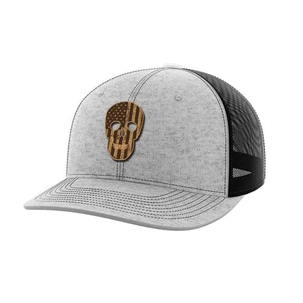 Skull Flag Leather Patch Hat(Heather Grey/Black)
