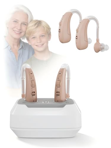 Amplificador de sonido con filtrado de ruido, ultraligero (6 g), carga rápida, 【Actualización 2026】volumen ajustable, 4 modos adaptativos, base de carga USB y 4 almohadillas auriculares
