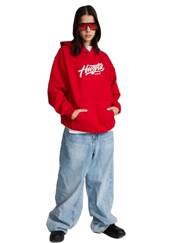 Image of TROND Women's Round Neck Full Sleeve Loos Fit Hooded /Hoodie Sweatshirt for Women(Color : Red)