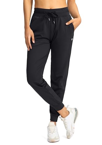 G Gradual Women's Joggers Pants with Zipper Pockets High Waisted Athletic Tapered Sweatpants for Women Workout Lounge (Black, X-Small)