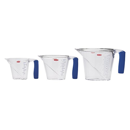 OXO Good Grips 3-Piece Angled Measuring Cup Set, Clear/Blue