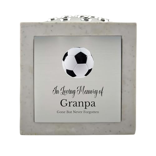 In Loving Memory Of Memorial Rose Bowl Grave Marker Flower Pot Vase With Football Design Mum Grandad & Lots More White/Silver (UV PRINTED) (Granpa)
